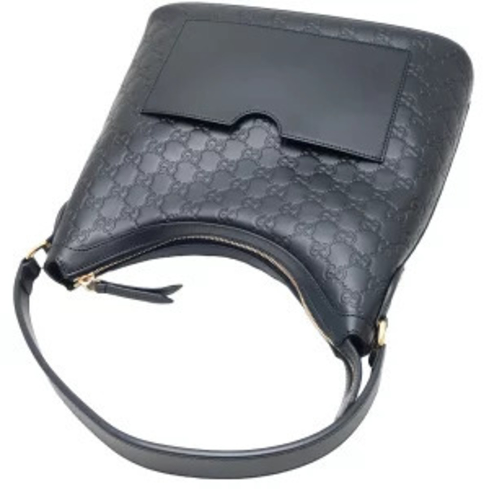 Gucci Guccissima One Shoulder Hobo Bag Leather Black - Picture 2 of 9